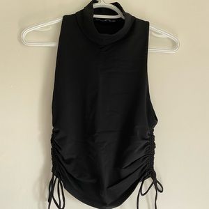 zara mock neck tank top with tie sides